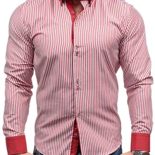 Бренд Лидер продаж Мода мужские рубашки с длинными рукавами Топы корректирующие простой в полоску мужская одежда Рубашки для мальчиков тонкий Для мужчин рубашка xxxl