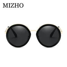 MIZHO фестиваль металлическая оправа очки градиентные Круглые Солнцезащитные очки женские брендовые дизайнерские высококачественные UV400 Серебряные Солнцезащитные очки Mujer