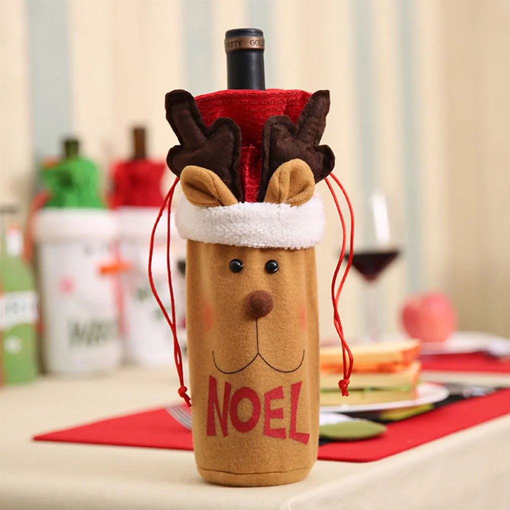 Santa Claus Wine Bottle Cover Bags Holder Flannelette Christmas Gift