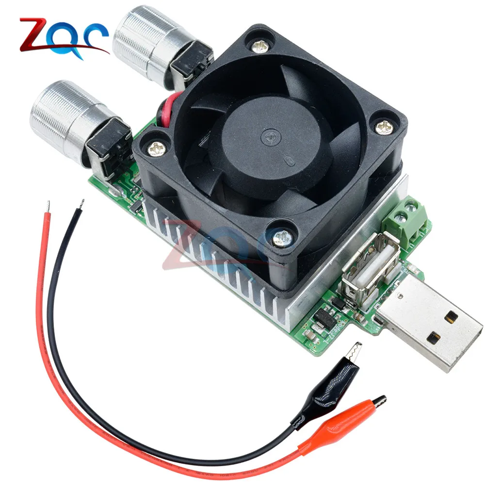 

20W 35W USB DC Load Resistor Adjustable Constant Current Industrial Discharge 18650 Resistance Battery Capacity Tester W/ Fan