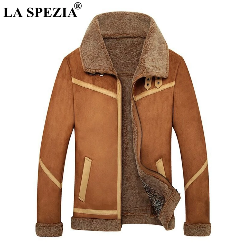 LA SPEZIA Suede Jacket Mens Fur Clothing Winter Thicker Warm Coffee Jackets Male Pockets Slim Fit Man'S Casual Coats Brand 2019 LA SPEZIA Suede Jacket Mens Fur Clothing Winter Thicker Warm Coffee Jackets Male Pockets Slim Fit Man'S Casual Coats Brand 2019