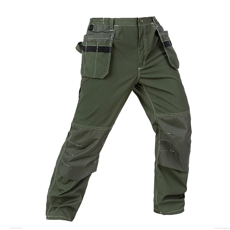 Для мужчин работы брюки с широкими карманами инструмент с съемные, из ЭВА наколенники Высококачественная безопасная лестница многослойного безосколочного работника механик брюки карго штаны Спецодежда - Цвет: army green