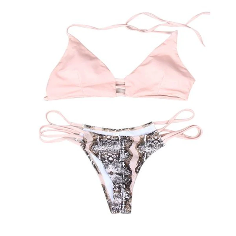 2018 New Sexy Bikinis Women Swimsuit High Waisted Bathing Suits Swim Halter Push Up Bikini Set Size Swimwear #FS#4JN22 (3)