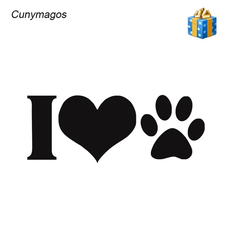 Cunymagos I LOVE лапа собаки печать виниловая графика наклейка автомобиля стикер