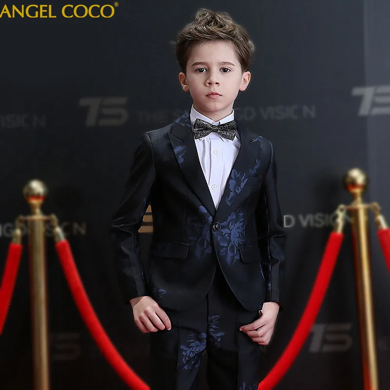 2018 New Arrival Fashion Baby Boys Kids Blazers Boy Suit For Weddings Prom Formal Black/Navy Blue Dress Wedding Boy Suits 5pcs цена 2018 New Arrival Fashion Baby Boys Kids Blazers Boy Suit For Weddings Prom Formal Black/Navy Blue Dress Wedding Boy Suits 5pcs цены онлайн