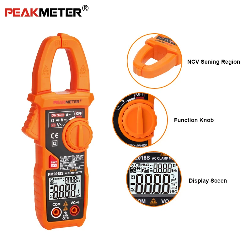 Портативный Умный Цифровой мультиметр переменного тока PEAKMETER PM2018S измеритель