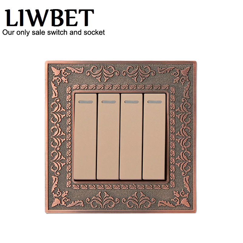 

UK Standard Luxury Gold Switch Panel wall switch,110~250V 16A push button switch and 4 gang 2 way light Switch