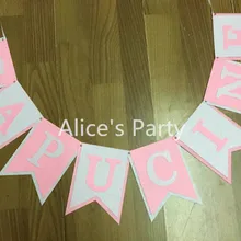 Персональный текстовый баннер на заказ девочка с именем розовый белый день рождения чувственная гирлянда вечерние украшения флажок для детской горячей фотосессии