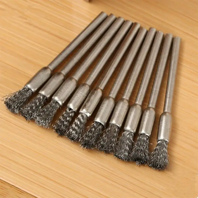 10 pcs Stainless Steel Steel Wire Pencil Brushes Wheel Cup Brushes Kit