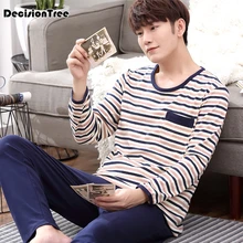 Мужские пижамы с длинным рукавом, мужской пижамный комплект из чистого хлопка, пижама с буквами для мужчин, одежда для сна, домашняя одежда