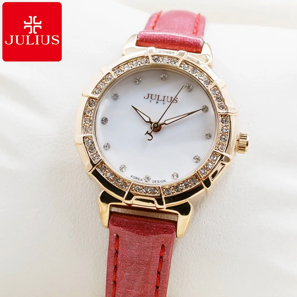 

Girl's Shell Dial Bling Luxury Crystal Women Fashion Casual Simple Quartz Watch Waterproof Noble Ladies JULIUS Hour Wear Daily