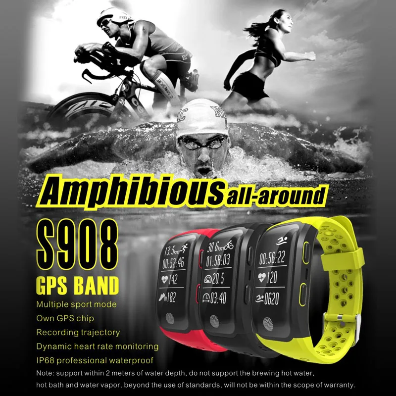 S908 Bluetooth GPS трекер Браслет IP68 водонепроницаемый смарт-браслет монитор сердечного ритма фитнес-трекер Смарт-браслет