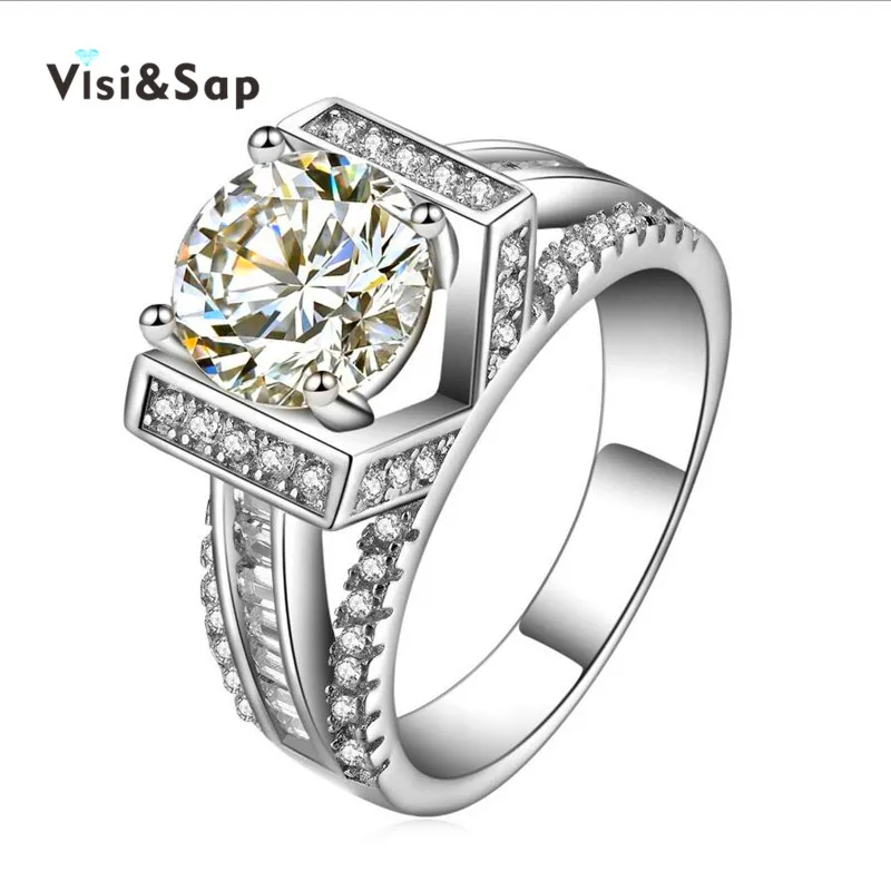 

Vissap NEW Wedding Rings for women White Gold Plated cz diamond engagement bague luxury bijoux Accessories Wholesale VSR145