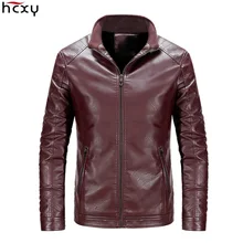 HCXY осень зима мужские Куртки из искусственной кожи пальто для мужчин мотоциклетная куртка короткая версия стоячий воротник Толстая теплая одежда