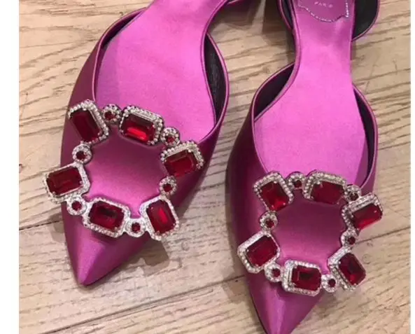 1 пара фиксированной обуви цветок очарование женские роскошные кольца горный хрусталь Дизайн обувь украшения для обуви клип обувь Пряжка - Цвет: Арбузно-красный