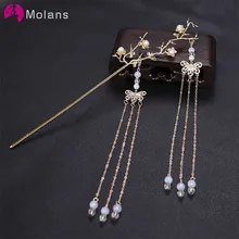 MOLANS древние жемчужные цветочные кисточки заколки для волос для женщин Ретро ручной работы золото/серебро промежность цветок аксессуары для волос для выполнения