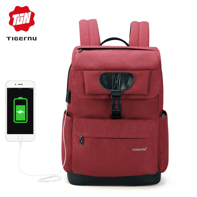 2018 Tigernu Brand fashion Slim women USB charging Backpack male 15.6 Laptop Backpack School Bag for boys girls Mochila