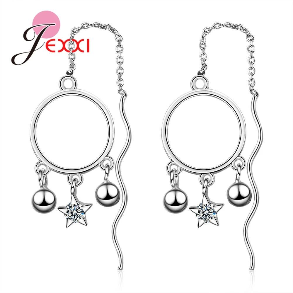 

925 Sterling Silver Romantic Long Swaying Dangles Earrings For Women Girls Sisters Daughter Top Quality Birthday Present