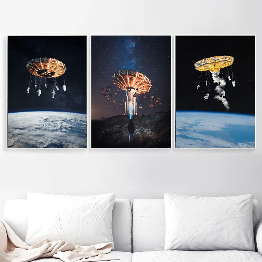 

Surrealism Rotary Aircraft Nordic Posters And Prints Creativity Wall Art Canvas Painting Wall Pictures For Living Room Decor