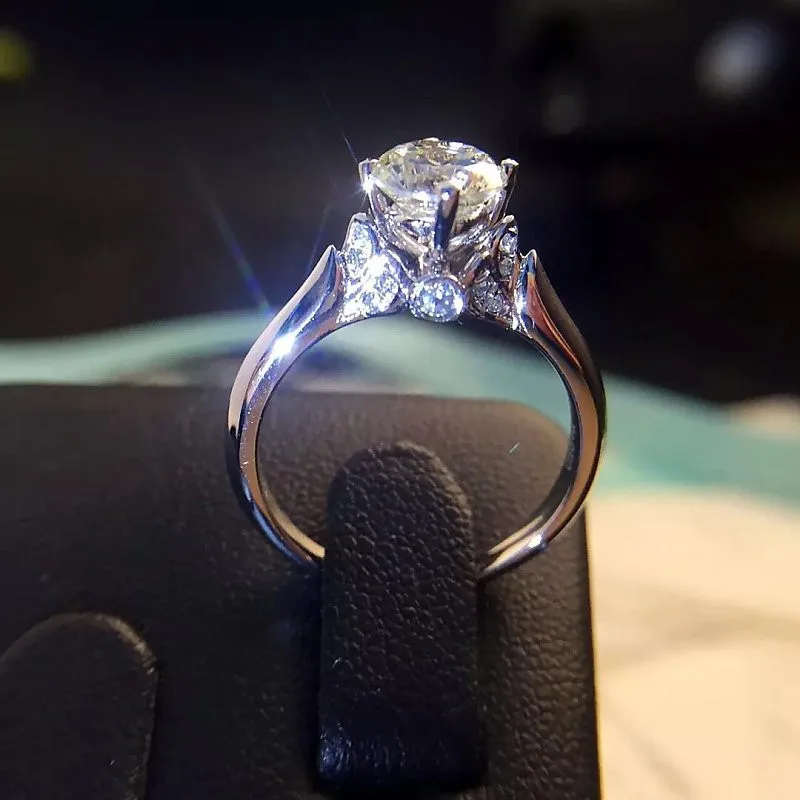 

925 Sterling Silver Carat 0.8 CT Cubic Zircon Ring Female Swan Shape Prong Setting Wedding Engagement Rings for Women Jewelry