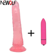 Big Realistic Dildo Strong Suction Cup 10 Speed Bullet Vibrators for Women Sex Toys for Woman G Spot Clitoris Stimulator Q93