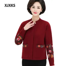 XJXKS, модный вышитый вязаный кардиган, свитер для женщин, весна, новинка, свободный, размера плюс, комфортная, кашемировая Женская куртка