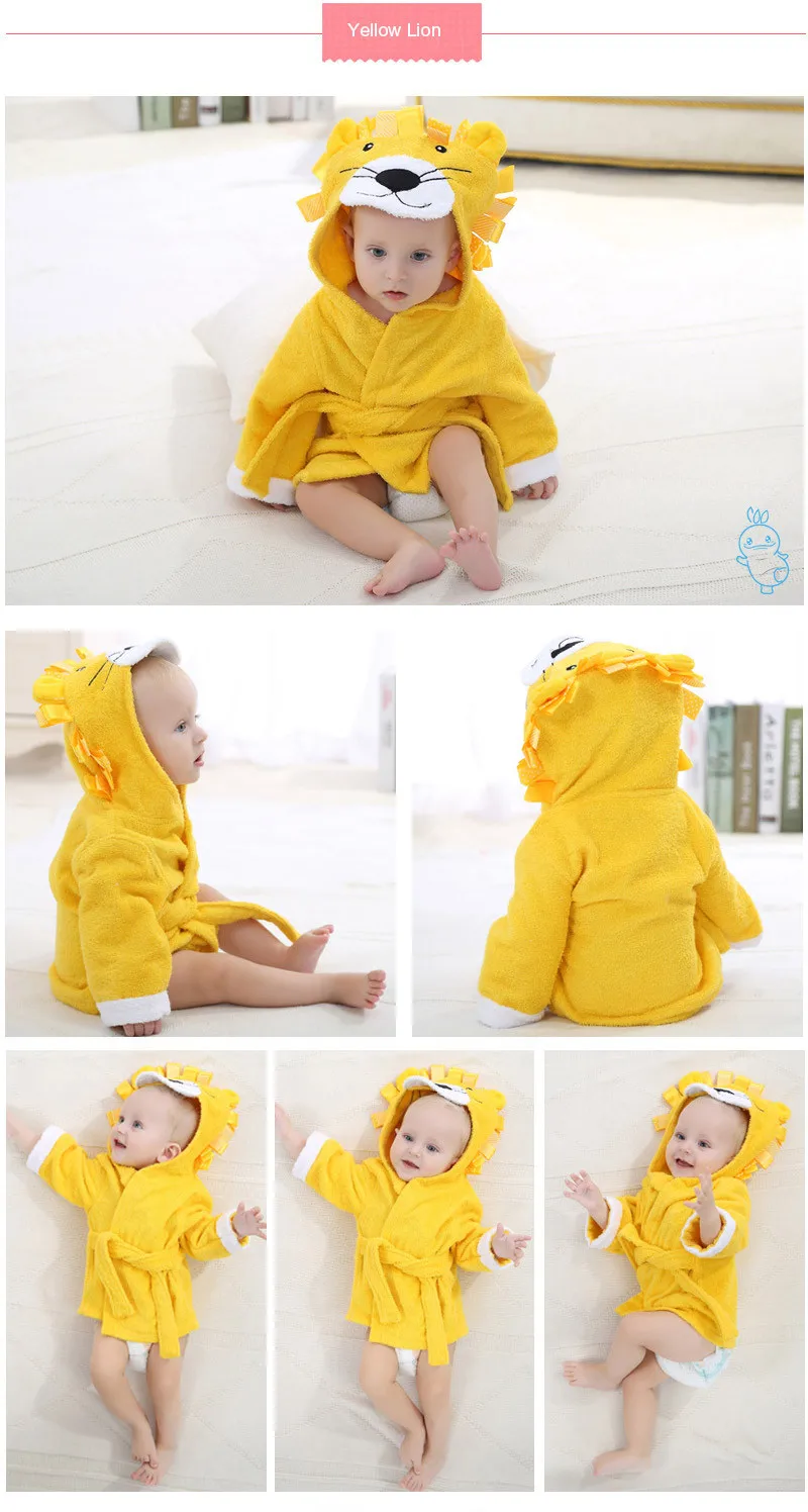 Baby Robe For 0-12 Month New Bron Baby Cartoon Robe  Boys Girls  Comfortable Bathrobe Home Wear Cute Rompers