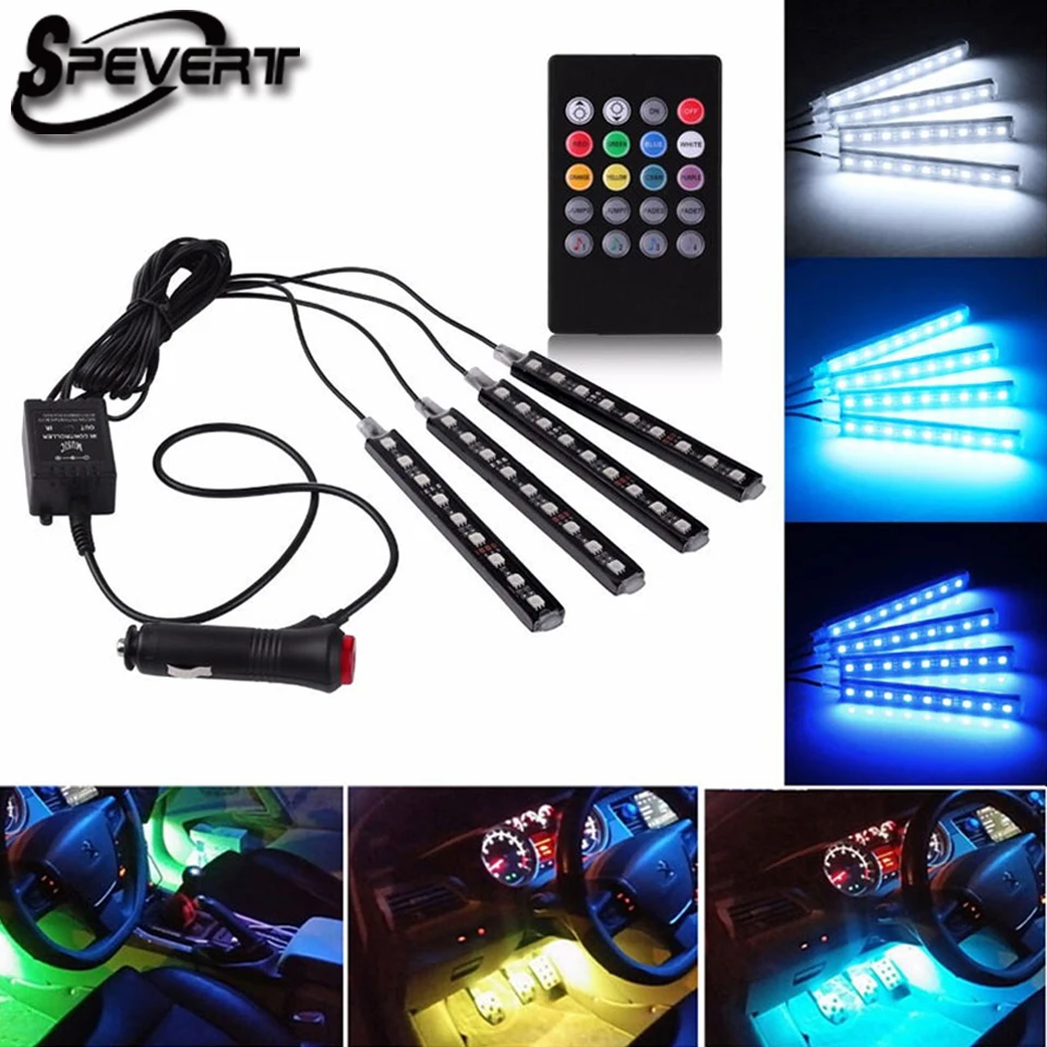 SPEVERT 4x 9 LED 5050 RGB font b Car b font SUV font b Interior b