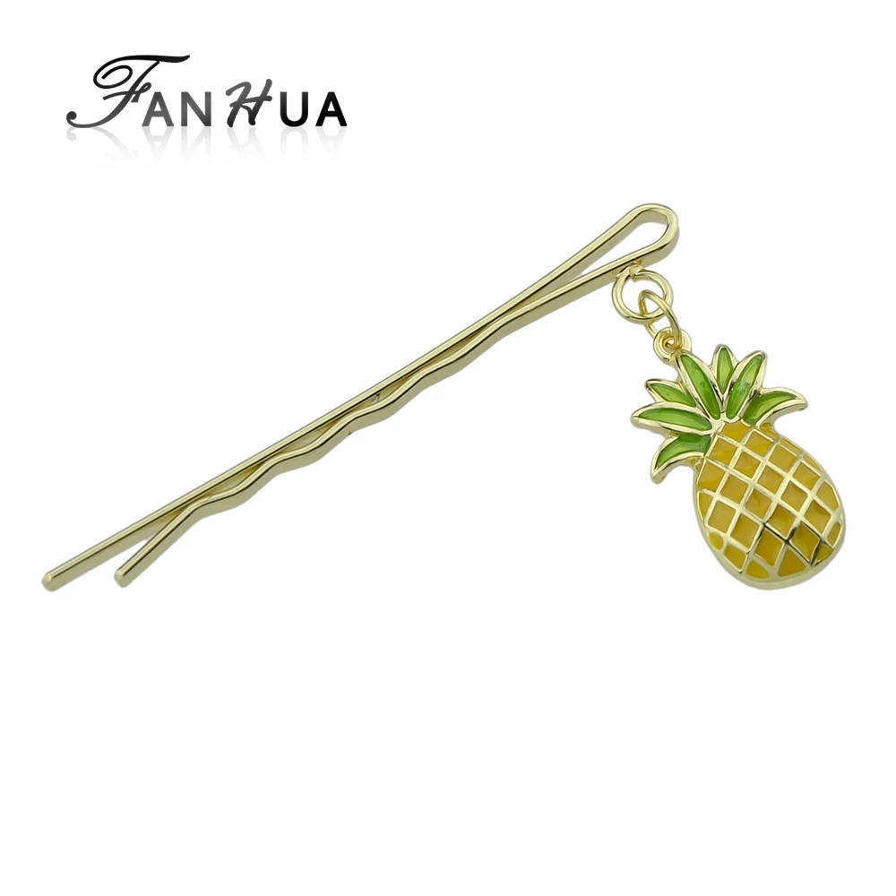 Fanhua моды минималистский Hairwear золото-Цвет заколки ананас розовый цветок черный