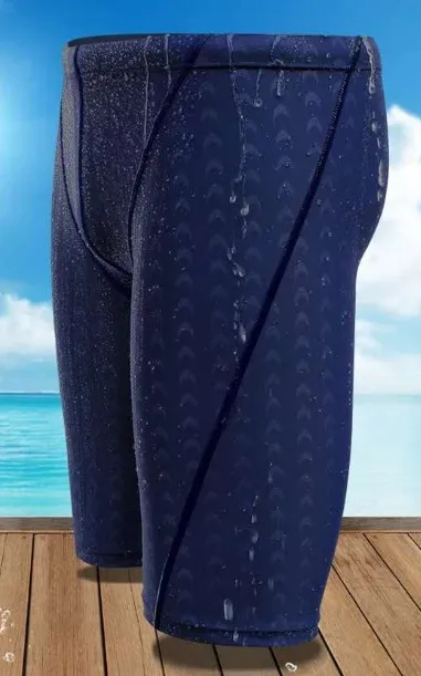 6XL/95+ кг, супер размера плюс, кожа акулы, одноцветные мужские водонепроницаемые брюки, плавки, мужские тонкие пляжные плавки размера плюс, мужское нижнее белье - Цвет: Синий
