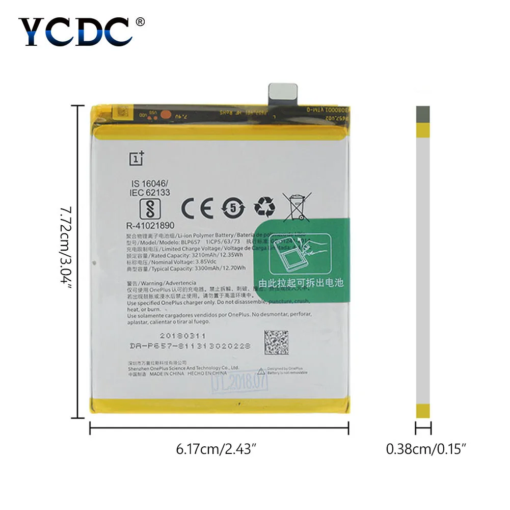 

2019 Lithium 1+ Phone Replacement BLP657 Battery BLP 657 BLP-657 For OnePlus 6 Six High Performance Rechargeable