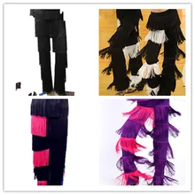 Женские брюки для латинских танцев для взрослых, танцевальные костюмы для сальсы с бахромой, танцевальные штаны для детей