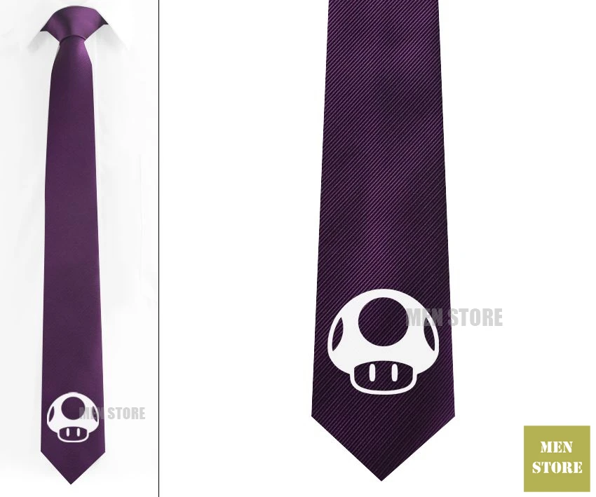 Mario Brothers 1up гриб Для мужчин жаккардовые Тощий Узкие 2,3 "галстук 6 см галстуки Свадебная вечеринка жениха галстук, запонки LK070M