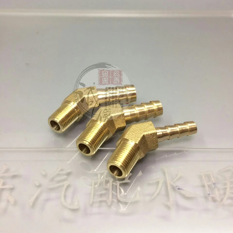 

2 pcs Brass Hose Male thread Barb Fitting Elbow 45 Degree PT 1/4" 1/8'' Male 8/10mm ID Hose