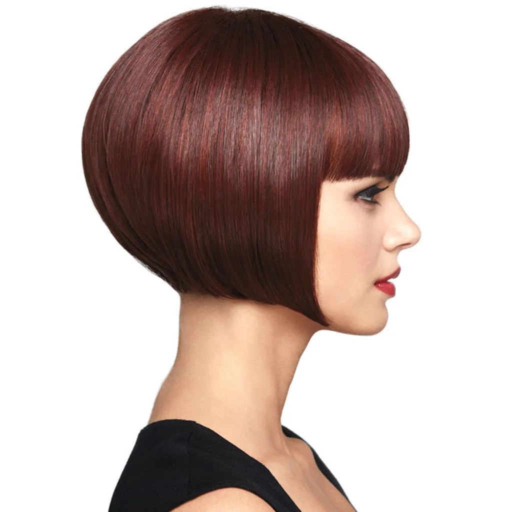 

Factory price 1pc Women Ladies Fiber Straight 28CM Girl Gold Party Wig Short Full Hair Straight Fashion Full Wig Stand Dce4
