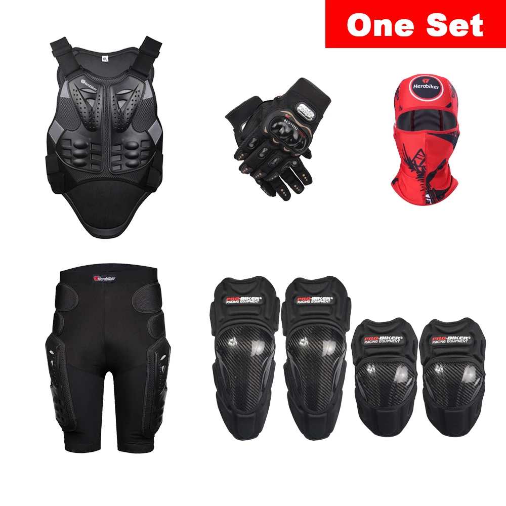 

Motorcycle Armor Jacket Protective Gear Moto Armor Motocross Racing Body Protector Jacket+Hip Pad Shorts+Knee Pad+Elbow+Gloves
