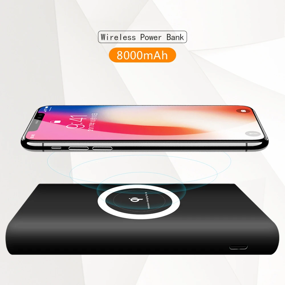 10000mAh Wireless Phone Charge External Battery Pack for iphone X