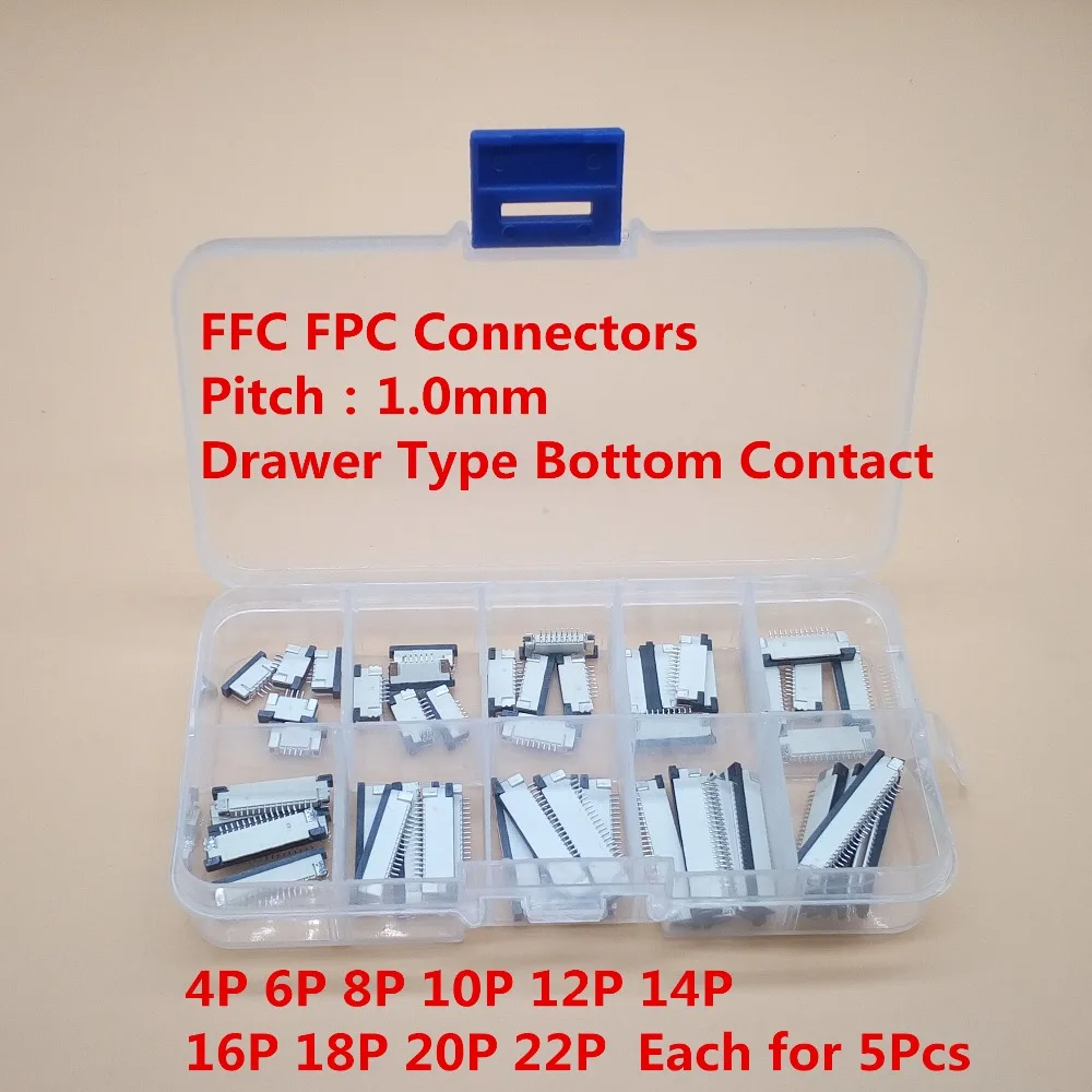 Коннектор FFC FPC 50 шт. 1 0 мм 4/6/8/10/12/14/16/18/20/22 контактный ящик плоский кабель|set connector|cable 4 pin4 pin connector cable |