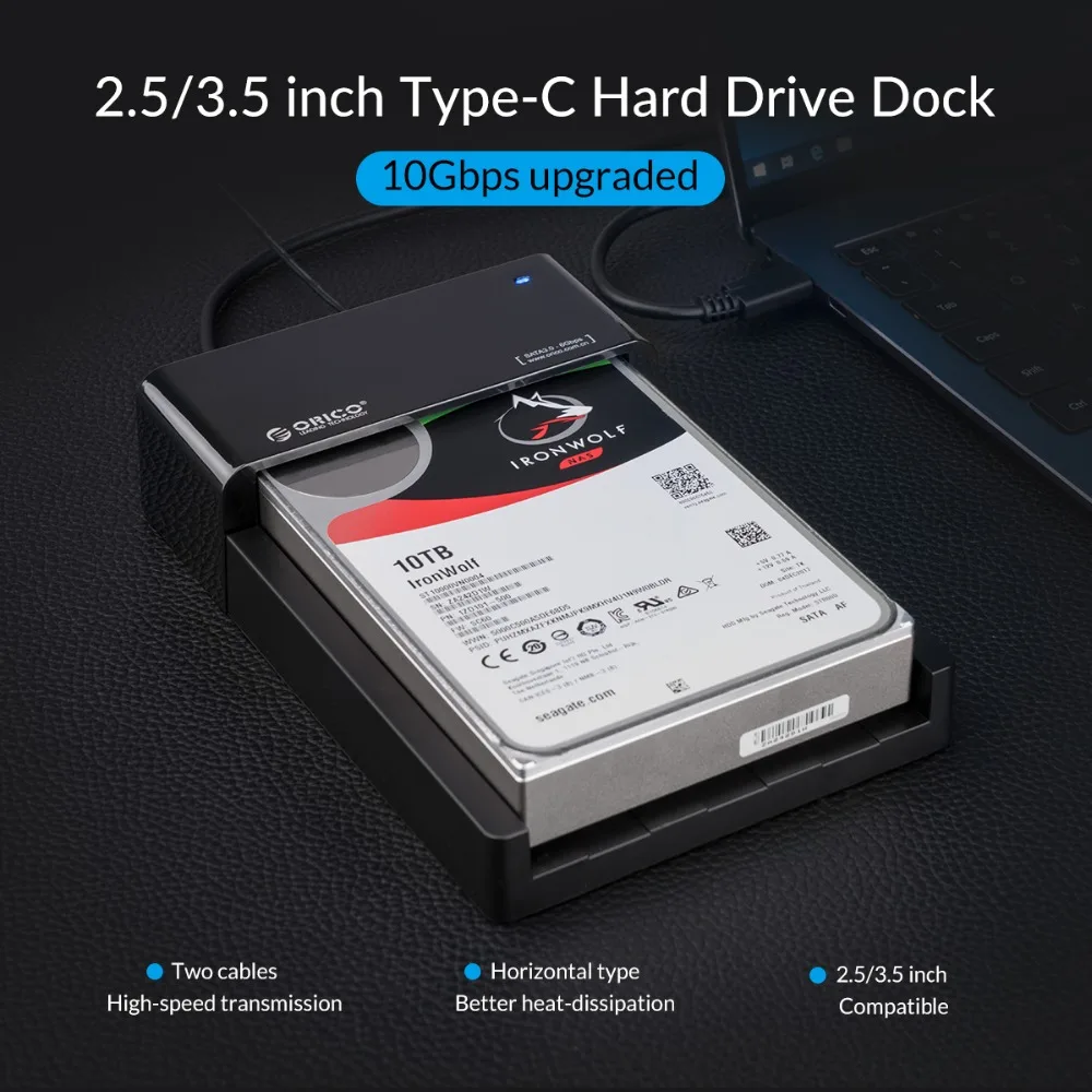 ORICO высокоскоростной HDD Box 2,5 3,5 дюйма HDD чехол SATA для USB 3,1 Gen2 type C SSD адаптер жесткий диск Внешний корпус Чехол