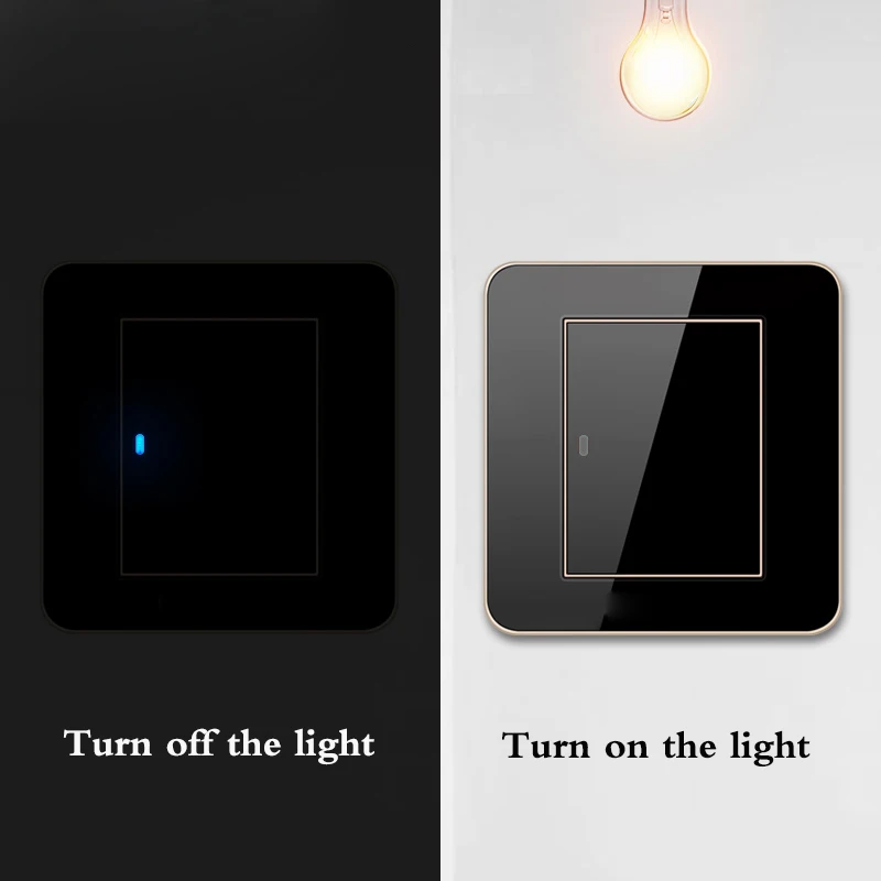 EU 1 2 3 4 Gang 1 2 Way Press button Black Mirror Light Switch Any Point Wall Switch Acrylic Panel With Led Socket USB German UK