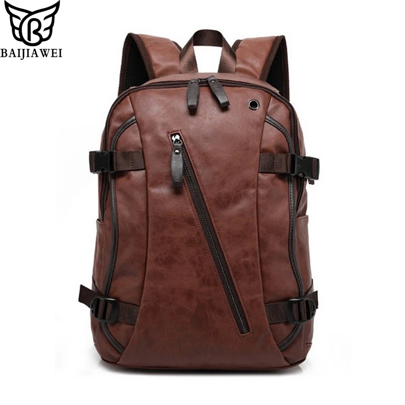 BAIJIAWEI Hot Sale Men's Backpack Oil Wax Leather Backpack Casual&Travel Bags Split Leather Backpacks Business Bags For Men