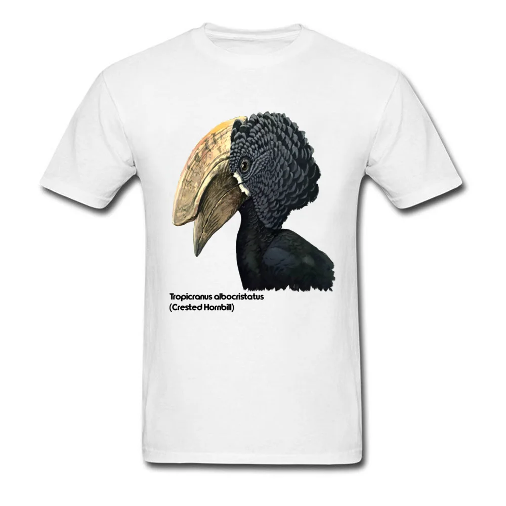 Normal Normal Male Tshirts Rife Mother Day Short Sleeve Round Neck Cotton Fabric Tops Shirt Custom Tops Shirt Free Shipping Crested Hornbill Bird Handsome Bill and Feathers white