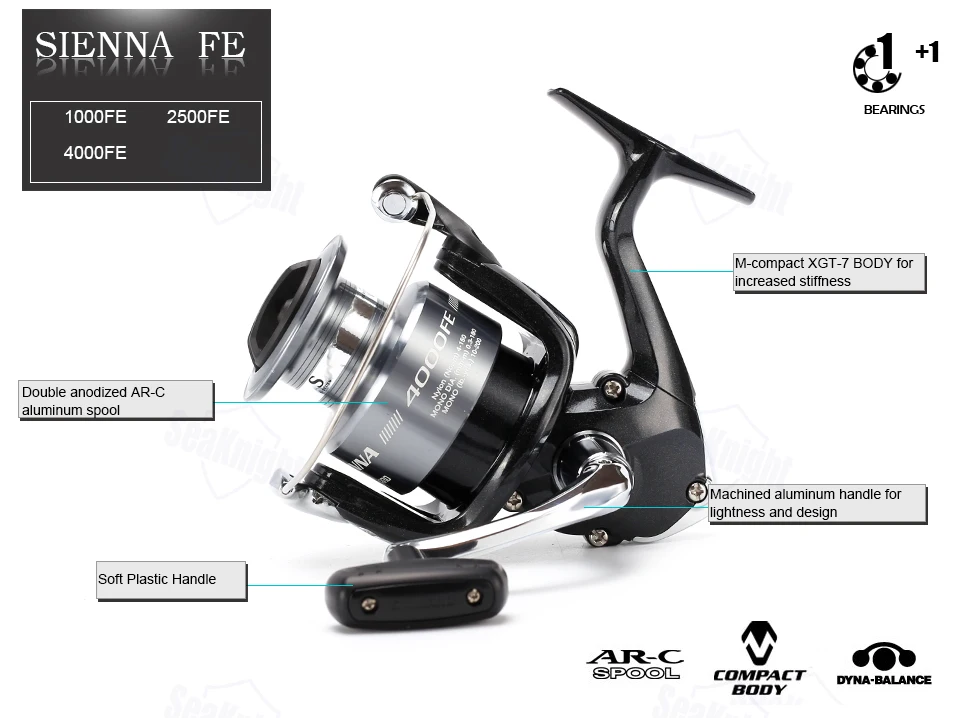 Оригинальная спиннинговая Рыболовная катушка SHIMANO SIENNA FE 1000 2500 4000 1+ 1BB с передним приводом XGT7 для морской ловли карпа, рыболовные снасти