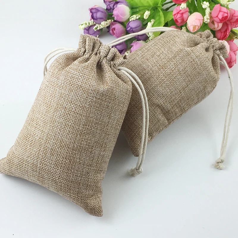 

13x18cm 10pcs Gifts Bags With Drawstring Jewelry Gift Pouch Sack Jute Small Bags For Women 2016 Packaging Display Storage House