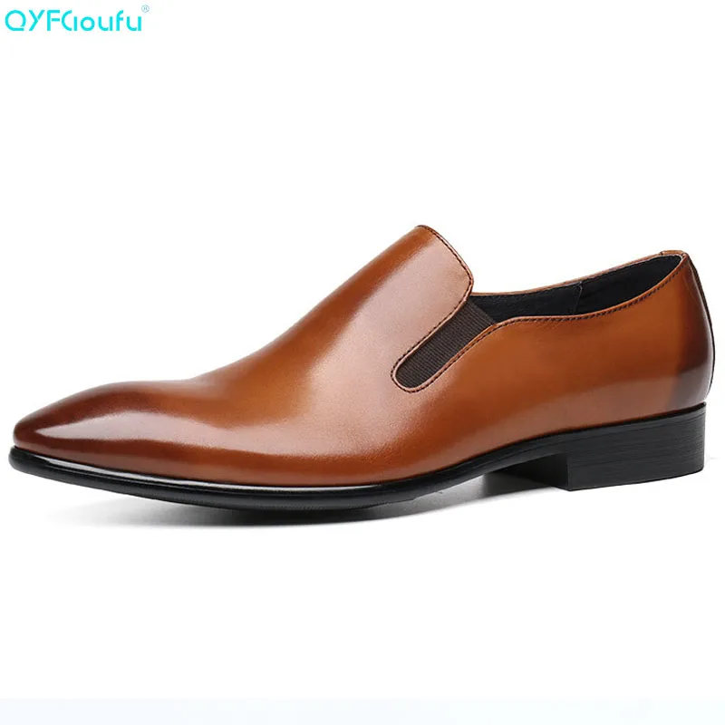 

New Genuine Leather Oxford Business Men Shoes Slip On Formal Shoes Men Shoes Pointed Toe Men Dress Shoes For Wedding