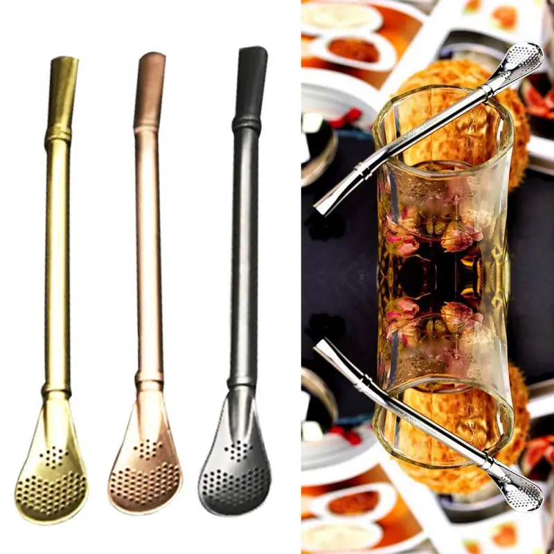 304 Stainless Steel Drinking Straw Spoon Tea Filter Yerba