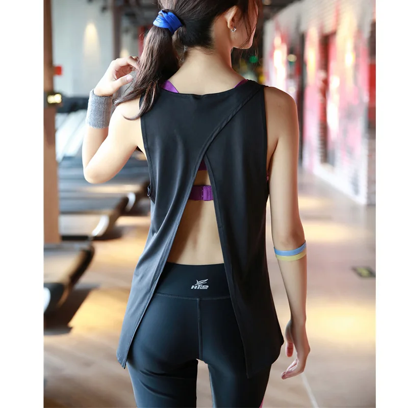 Sexy Backless Women Yoga Top Sport Shirt Women Gym Shirt Sleeveless Women Running Sport T Shirt Women Yoga Workout TShirt