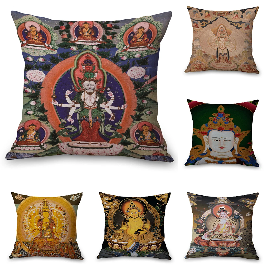 

Buddha Flying Neck Body Pillowcase Linen Bed Travel Pillows Cover Couch Seat Cushion Throw Pillow Home Decoration Gift