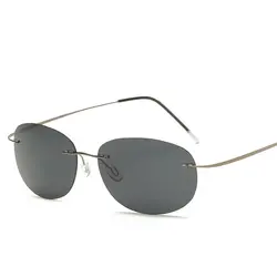Титановые поляризованные солнцезащитные очки круглые без оправы Polaroid брендовые дизайнерские Gafas Мужские квадратные солнечные очки для