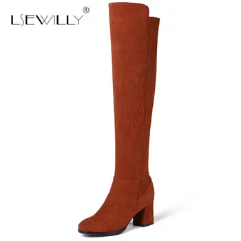 

Lsewilly square high heels woman shoes women boots winter over the knee boots black fashion long boots large sizes 34-43 S672